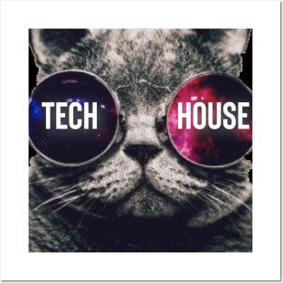 Tech House Rave Cat Posters and Art